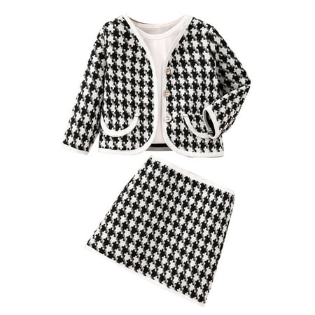 

OAUP 2PCS Toddler Girls Outfit Sets Long Sleeve Print Coats Skirts Outfits Clothes Set Childrens Kids Clothes Autumn Winter Leisure Fashion Outfit 18M-6Y