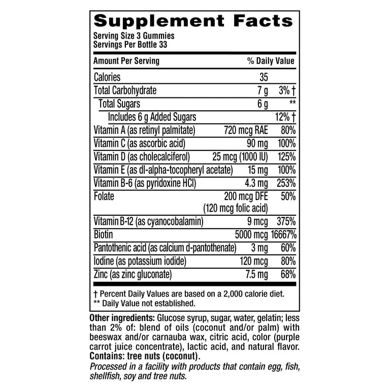 Vitafusion Gorgeous Hair Skin Nails Multivitamin Gummy Vitamins plus Biotin and Antioxidant vitamins C E Raspberry Flavor 100ct 33 day supply