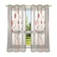 thumbnail image 6 of Yayeee Window Curtains Light Filtering 63"x52" Grommet Panel Pair Home Living Room Decor, Red Flower, 6 of 7