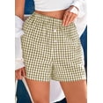 thumbnail image 7 of Green Women's Shorts, Women'S Shorts Cute Soft Elastic Waist Plaid Print Front Pajama Bottoms Shorts Sleepwear,Women's Shorts L, 7 of 7
