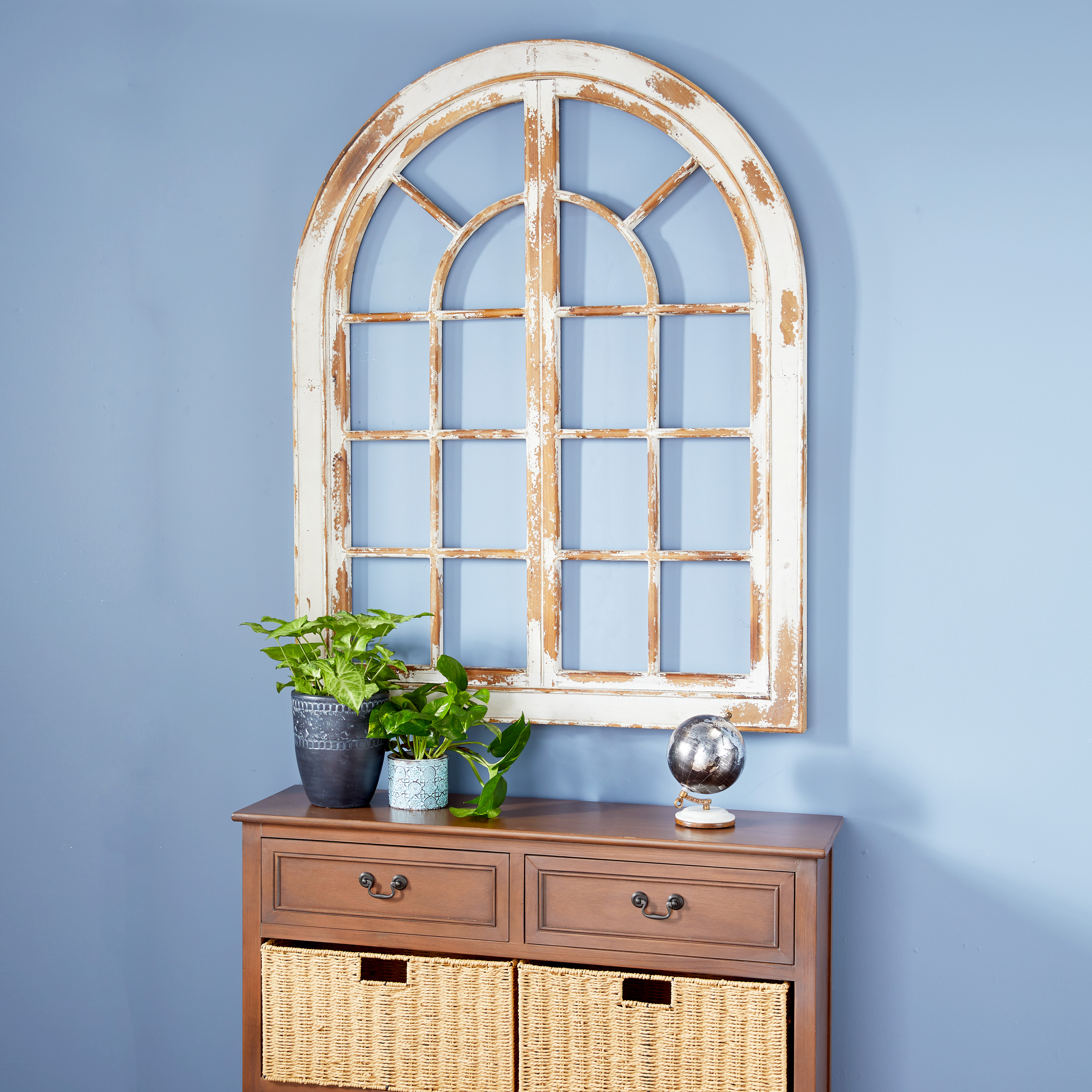 DecMode Indoor White Wood Vintage Arch Wall Decor, Set of 1 Walmart