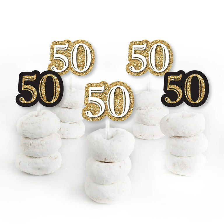  50 PCS Gold Happy Birthday Cake Topper Acrylic Birthday Cupcake  Topper Pick for Birthday Party Cake Desserts Pastries Decorations (Gold) :  Grocery & Gourmet Food