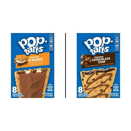 Pop-Tarts Frosted S'mores Toaster Pastries 13.5 oz 8 ct & Pop-Tarts Chocolate Chip Drizzle 13.5 oz 8 ct