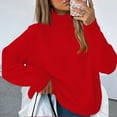thumbnail image 2 of BODOAO Turtleneck Sweaters for Women Long Sleeve Clothes for Every Occasion Cotton Linen Cardigan Summer Chic Oversized Batwing Sweaters 2025 Fall Outfits Trendy Knit Fashion Pullover Tops Red Xxl, 2 of 5