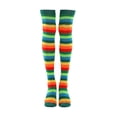 thumbnail image 6 of IWRICH Women's Colorful Striped Socks over the Knee Clown Striped Accessories Thigh High Stockings Green, 6 of 6