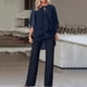 thumbnail image 1 of Chaqueta Conjunto de 2 piezas para mujer, parte superior suave de media manga y pantalones, trajes de noche de boda de corte holgado Ygjytge Azul Marino Xxxl para Mujer, 1 of 8