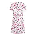 thumbnail image 4 of ibuvkizy Women Casual Dress Summer Fashion Maxi Dress Round Neck Bohemian Print Short Sleeve Comfortable Loose Knee Length Dress Beach Sundresses, 4 of 5