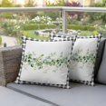 thumbnail image 3 of Eucalyptus Leaf Outdoor Pillow Covers Pack of 2 Watercolor Spring Green Leaf Black Plaid Waterproof Throw Pillow Covers Decorative Cushion Cases for Patio Garden Tent Balcony Couch 18x18 inch, 3 of 9