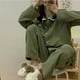 thumbnail image 3 of Conjunto de pijama informal a cuadros para Mujer, ropa de dormir con cuello vuelto, de una sola botonadura, con cintura elástica, para primavera y otoño, novedad, 3 of 4