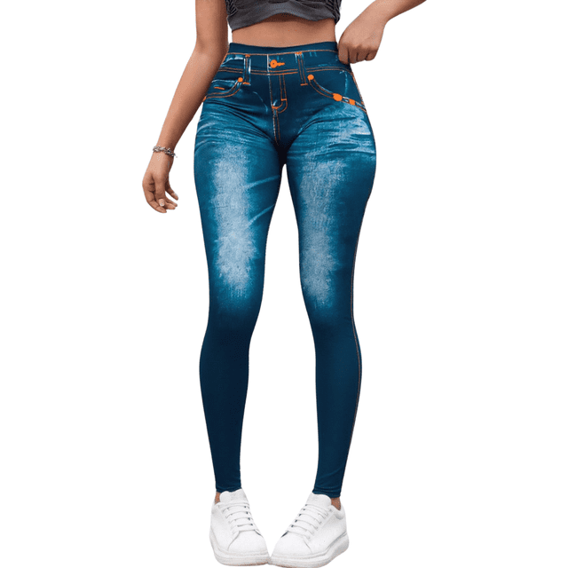 Leggins Mujer Mezclilla Unitalla Faja Alta Estilo Pantalón Mezclilla