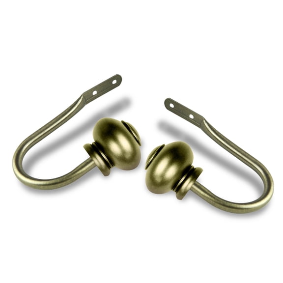 Contemporary Home Living Set of 2 Gold Contemporary Curtain Rod Holdbacks 7.5"