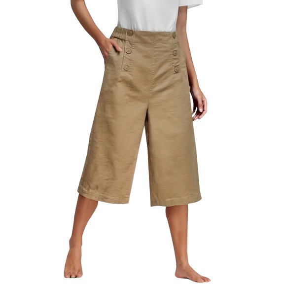 Seductiva Clothing Soft Leggings for Women Women's Summer Pure Cotton Cropped Pants for Women In Summer Elastic High Waist Wide Leg Casual Pants