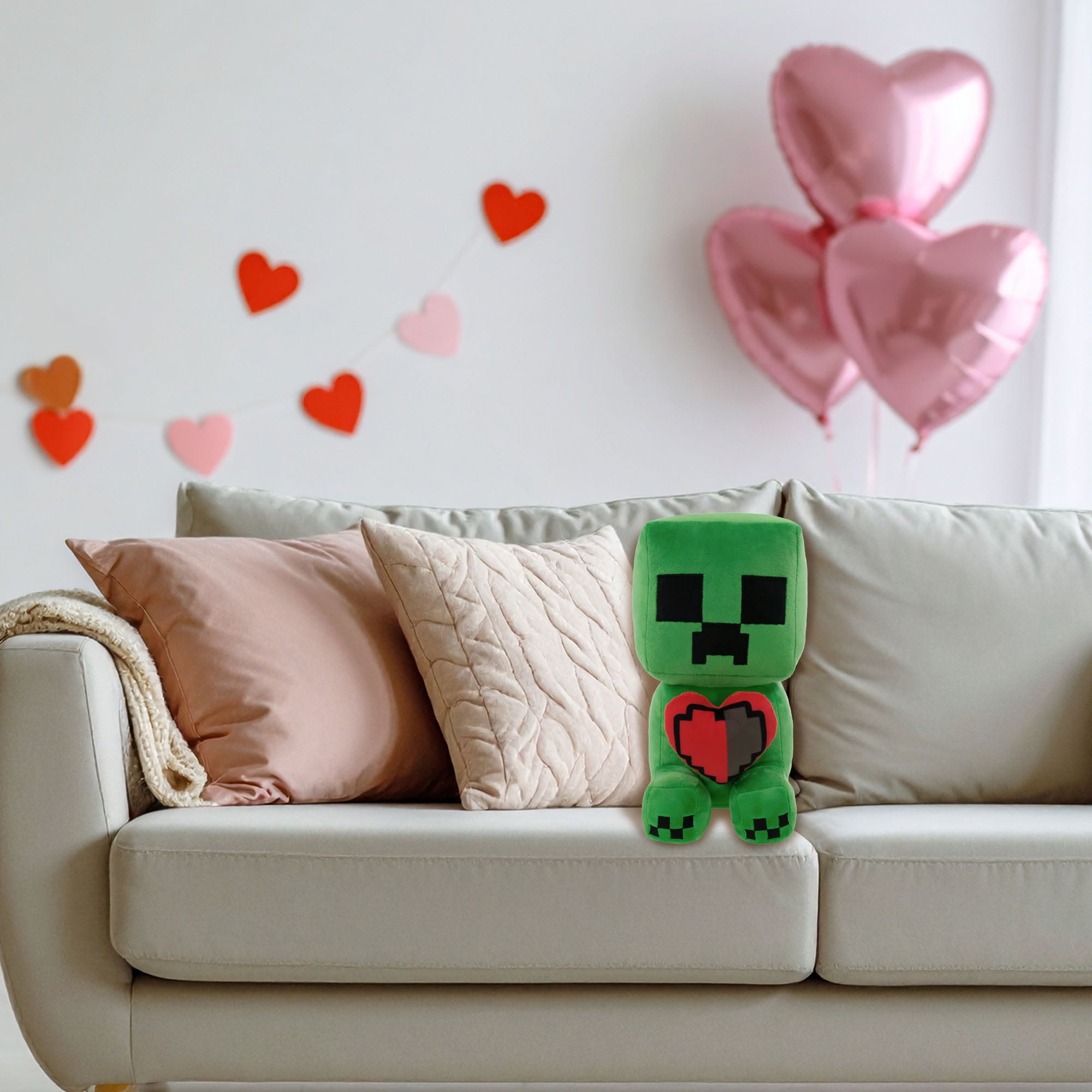 Minecraft Large Creeper Plush Holding a Heart, 12 Inches Tall, by Ruz