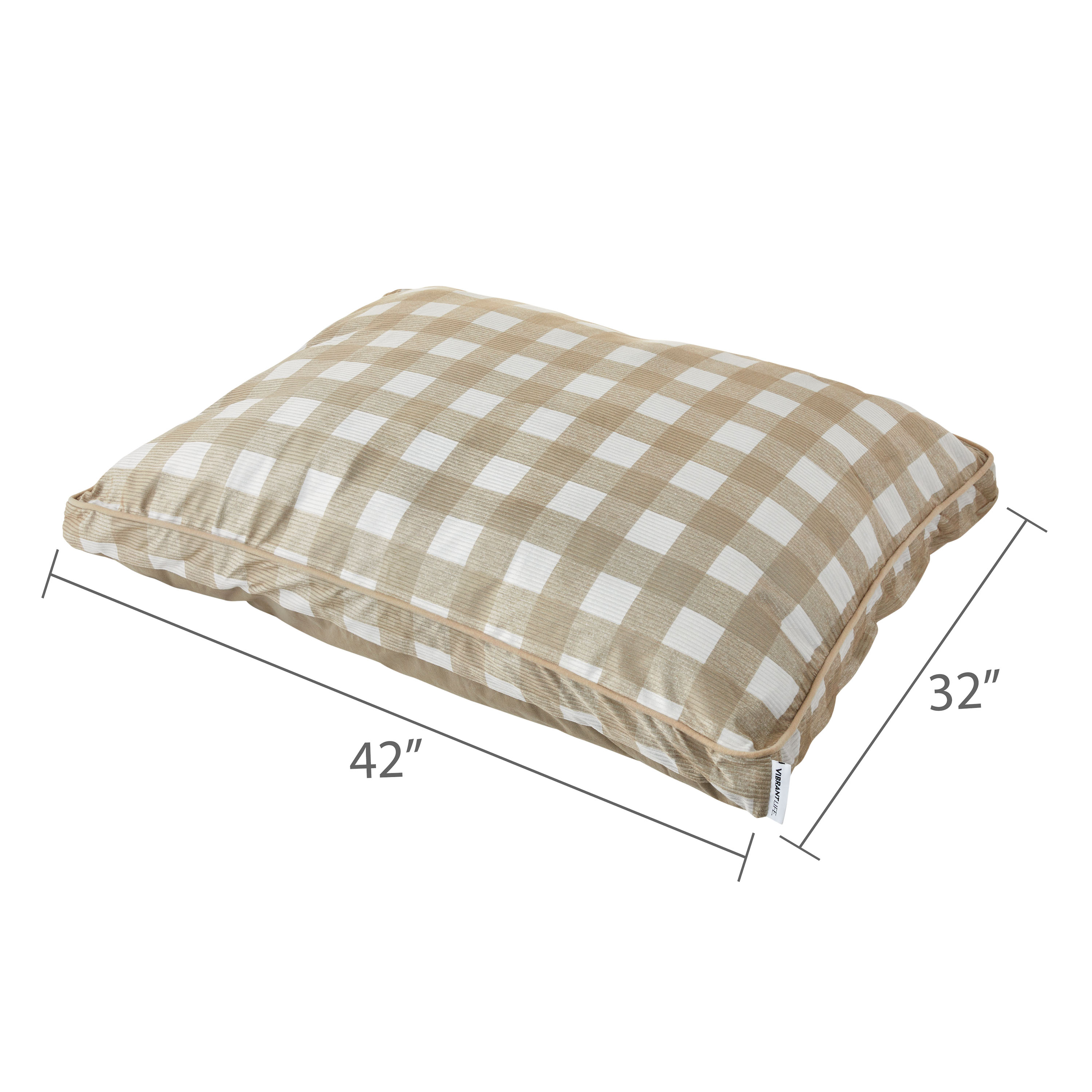 Vibrant Life Large Deluxe Gusset Pet Bed, Tan Plaid, 42"x32" photo 7