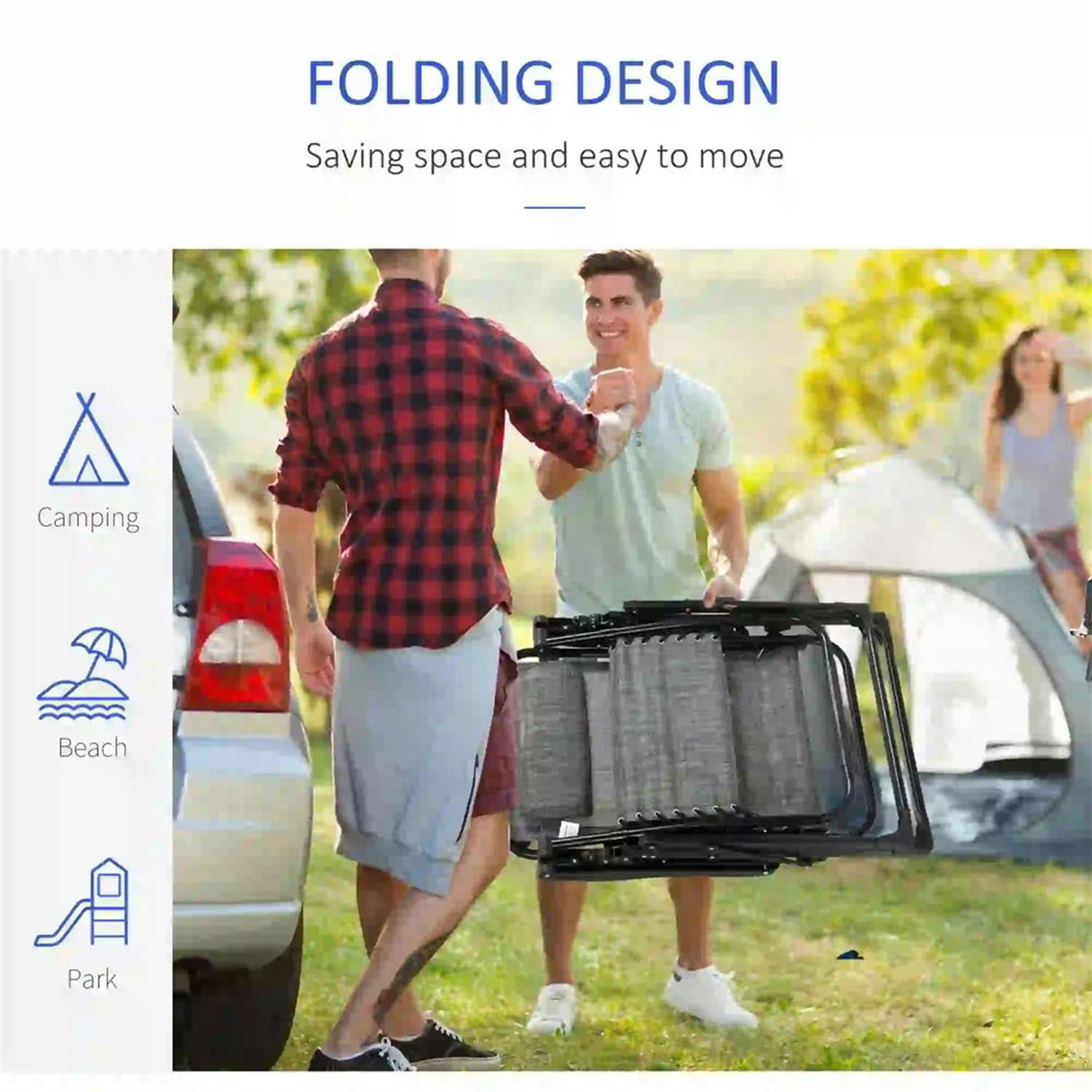 Demi Bonn Zero Gravity Recliner with Cup Holder, Durable Cushion Support, Comfortable Folding Chair for Relaxation, Perfect for Yard, Patio, Black