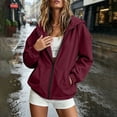 thumbnail image 6 of QIYAGBSA Hooded Jacket for Women Lightweight Windbreaker Zip Front Drop Shoulder Drawstring Hem Elastic Cuffs with Pockets Nylon Shell, 6 of 9