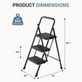 thumbnail image 2 of Casabay 3-Step Ladder with Anti-Slip Pedal, Foldable Step Stool with Solid Triangular Structure & 800 Lbs Sturdy Steel Ladder for Home, Kitchen, Garage, Black, 2 of 7