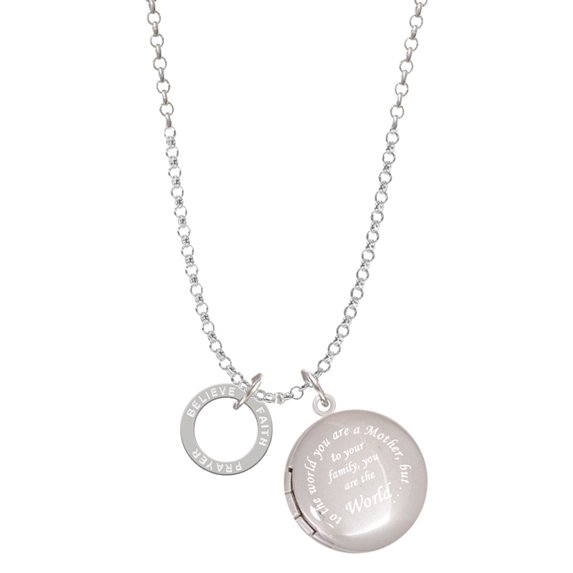 Delight Jewelry Silvertone Believe Eternity Ring To the World You are a Mother Locket Necklace
