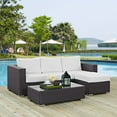 thumbnail image 2 of Modern Contemporary Urban Design Outdoor Patio Balcony Three PCS Sofa Set, White, Rattan, 2 of 7
