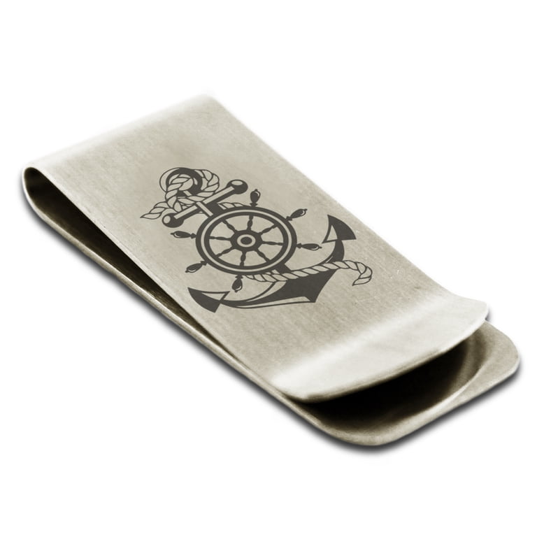 Antique Silver Anchor Money Clip, Nautical Art Deco Gift  Detailed Nautical Anchor Money Clip display picture 1