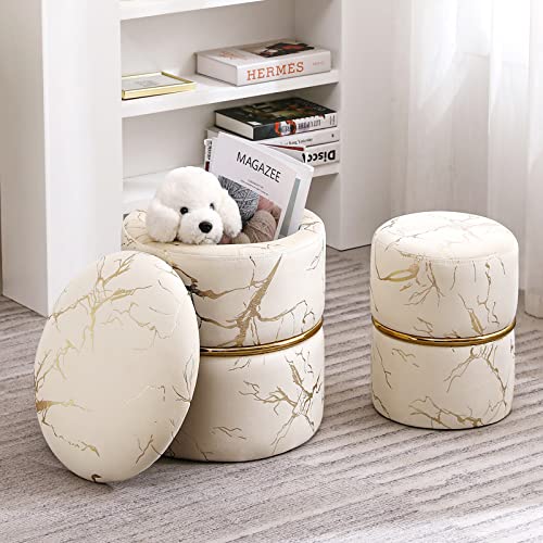 2 Poufs Velours Cylindre Gris - Repose-pieds, Tabouret Déco Pour Salon Ou Chambre