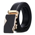 thumbnail image 1 of Waist Belt Solid Color Faux Leather Durable Automatic Buckle Men Belt for Daily Wear, 1 of 10