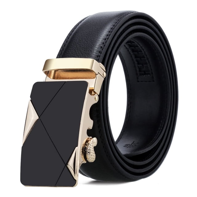 Waist Belt Solid Color Faux Leather Durable Automatic Buckle Men Belt for Daily Wear