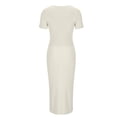 thumbnail image 4 of Women's Short Sleeve Deep V Neck Knitted Bodycon Nightclub Party Button Sweater Dress, 4 of 5