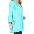 thumbnail image 4 of Sakkas Anna Casual Flowy Wide Neck 3/4 Sleeve Light Summer Boho Blouse Top - Turquoise - One Size Regular, 4 of 5