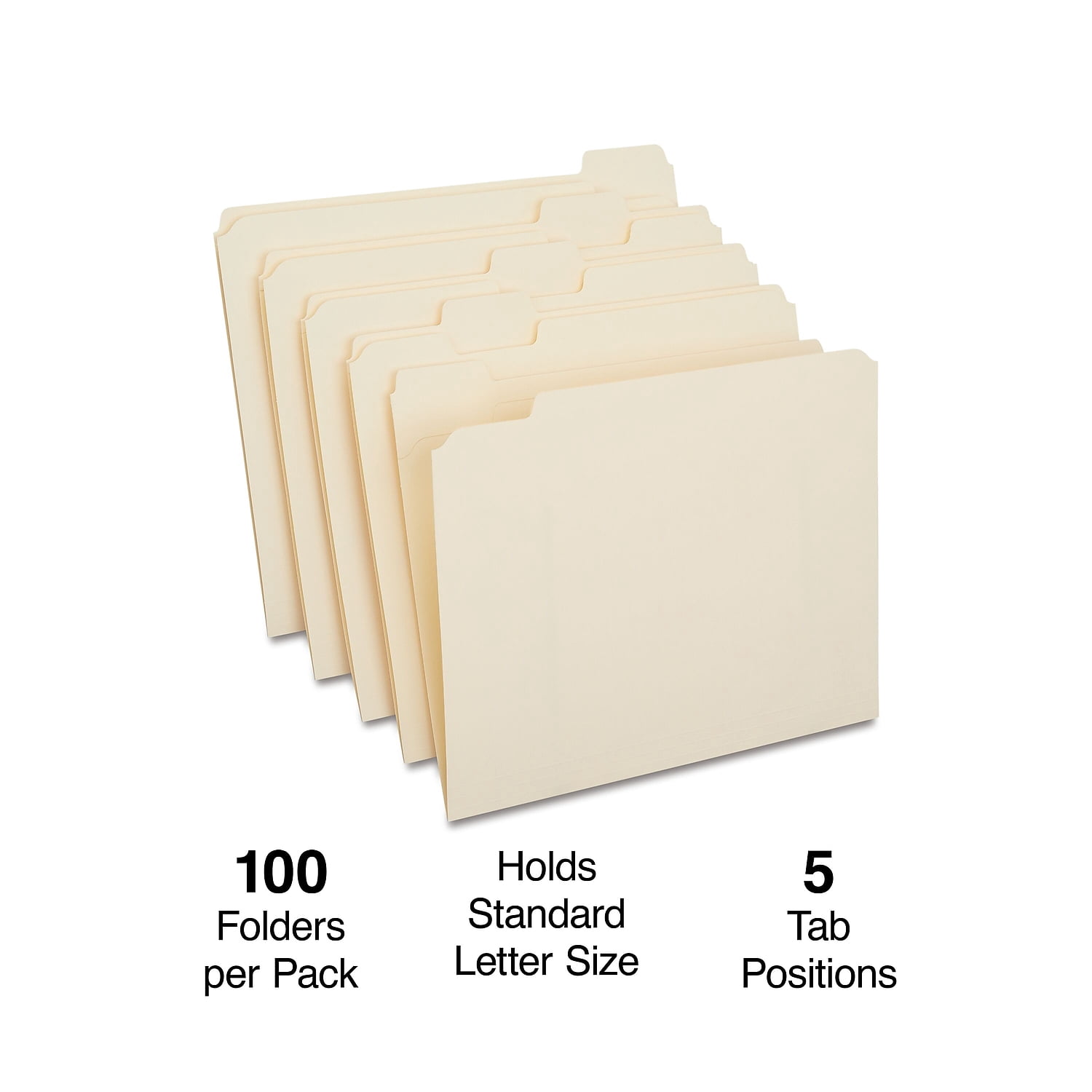 Staples Manila File Folders with Reinforced Tabs 5 Tab Letter 100/Box TR509000/509000