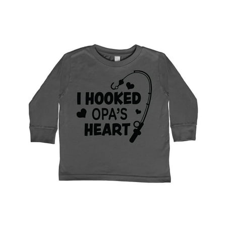 

Inktastic I Hooked Opa s Heart with Fishing Rod Gift Toddler Boy or Toddler Girl Long Sleeve T-Shirt