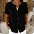 thumbnail image 2 of Guluxicc Button Up Shirt Women Short Sleeve Cotton Button Front Solid Color Casual Summer Outdoor Wear Trendy Tops, 2 of 7