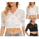 thumbnail image 1 of Blusa de manga larga,Blusa de encaje calado para mujer, de manga larga, corte ajustado, de imitación de tela, para uso informal en casa, sopatenor, 1 of 6