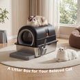 thumbnail image 6 of SHOUFTW Stainless Steel Enclosed Cat Litter Box, 23.62″×15.75″×15.75″Cat Litter Pan, 3 Modes & Double Entrance, Black, 6 of 7