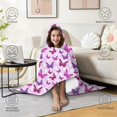 thumbnail image 4 of Wearable Blanket,Pink Butterfly Purple Wing Pattern Hooded Wearable Flannel Blanket for Adults & Teens,Winter Poncho Shawl Wrap Cape Cozy Anti-Pill,50"x60", 4 of 5
