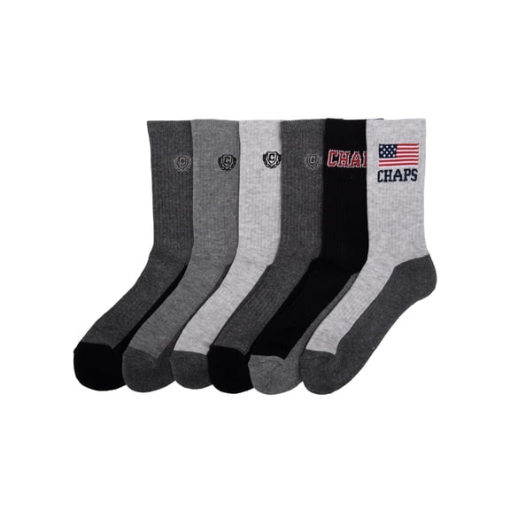 Chaps Boy's Athletic Crew Socks 6-Pack, Size Medium