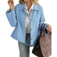 thumbnail image 2 of Plaid Patchwork Women Long Sleeve Lapel Single Breasted Jacket Trench Coat, 2 of 6