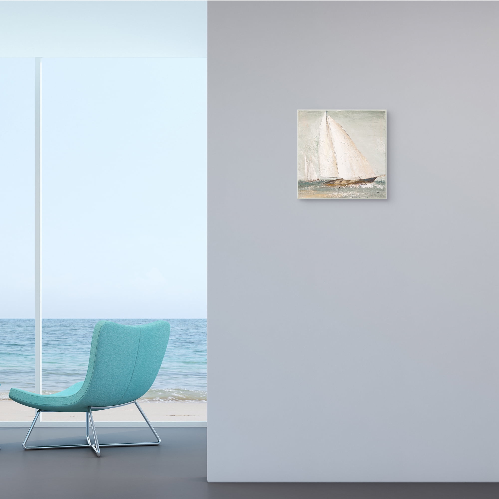 Soft Distressed Sailboat Traditional Nautical Landscape 12 in x 12 in Framed Painting Art Print, by Stupell Home Décor