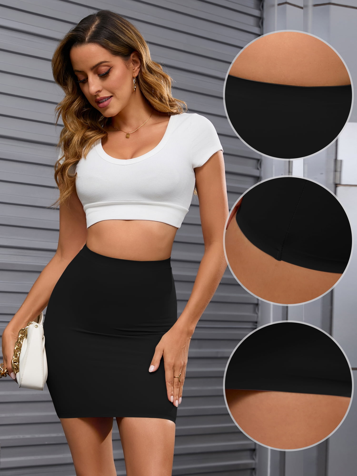 Unique Bargains Women's Body Shaper Slip High Waisted Tight Skirt Half Slips M Black