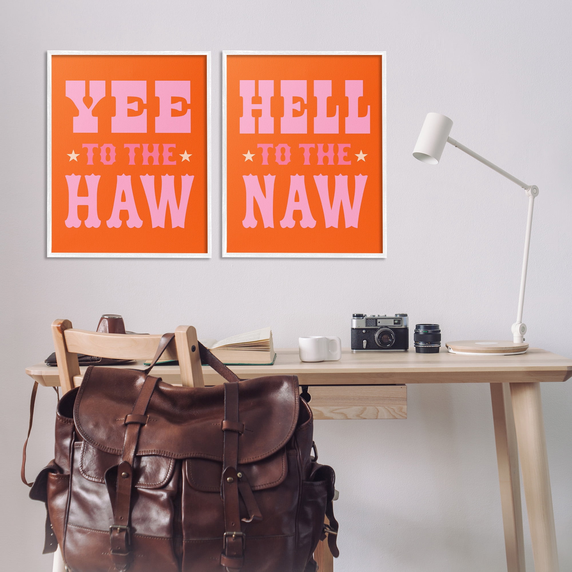 Stupell Industries Funny Cowgirl Phrases Typography Painting White Framed Art Print Wall Art, 24 x 30, Set of 2