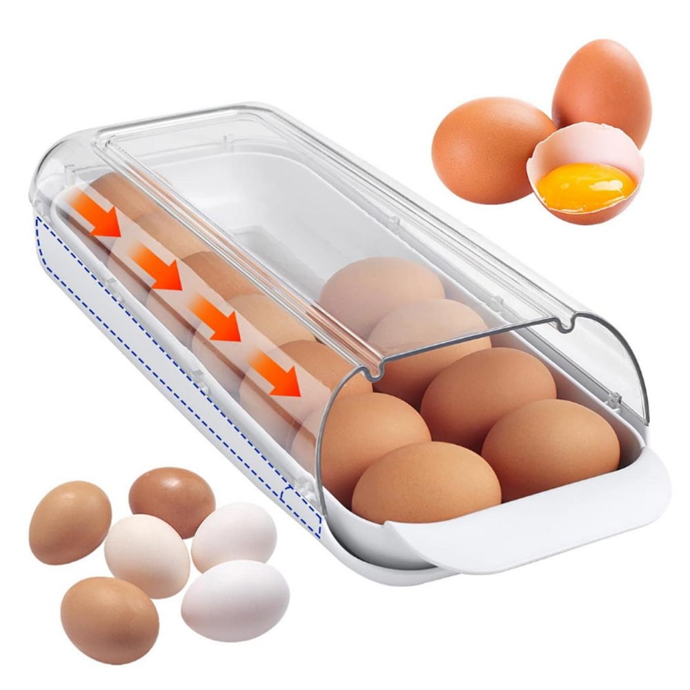 Automatic Scrolling Egg Rack Holder Storage Box Egg Container Organizer