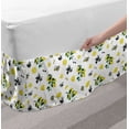 thumbnail image 2 of Lemons Bed Skirt, Summer Style Fresh Citrus Olives Leaves and Lemon Blossoms Arrangement, Elastic Bedskirt Dust Ruffle Wrap Around for Bedding Decor, 4 Sizes, Green Mustard and Khaki, by Ambesonne, 2 of 2