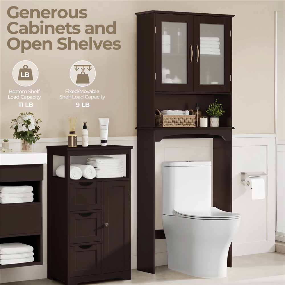 Yaheetech Free-Standing over-the-Toilet Storage Cabinet Shelf for Bathroom, Espresso