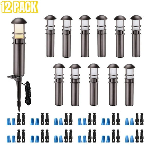 12 Pack 5CCT LED Pathway Landscape Lights, Low Voltage, 1800K/2700K/3000K/4000K/5000K, 12-24V AC/DC, IP65 Waterproof, Oil Rubbed Bronze, Aluminum