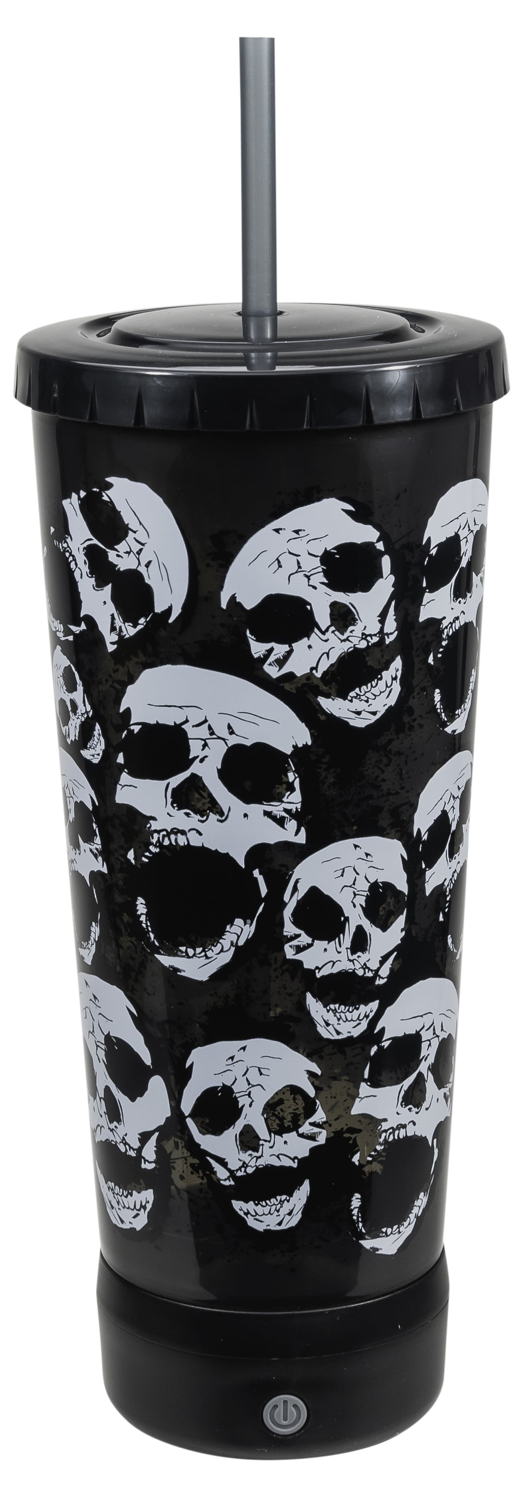Cool Gear 32oz Pop Light Plastic Tumbler- Black and White Skulls with Straw