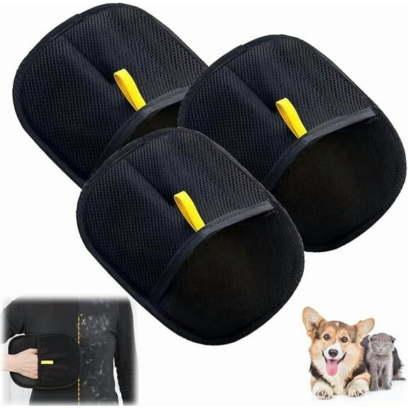 Yomi Pet Grooming Gloves, 3-Pack, Double-Sided, Reusable, Cat and Dog Hair Remover
