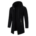 thumbnail image 2 of Men's Long Cardigan Hoodies Full-Zip Fleece Lined Sweaters Knit Regular Fit Casual Trench Coat Wiht Pocket, 2 of 4