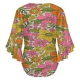 thumbnail image 6 of Retro 70S Hippie Flower Women's V-Neck Blouse With 3/4 Ruffled Bell Sleeves Casual Top Ladies Blouses, 6 of 7
