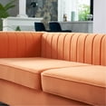 thumbnail image 4 of Velvet Couch, Modern Upholstered Sofa with Arms and Golden Metal Legs for Living Room Bedroom and Office, Orange, 4 of 7
