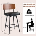 thumbnail image 3 of Costway 27” Padded Counter Barstools Set of 4 with Wooden Backrest & Metal Legs, Footrest Black, 3 of 8